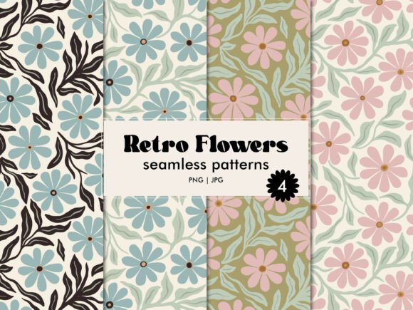 Download Retro Flowers Seamless Pattern Set - Retro Collection