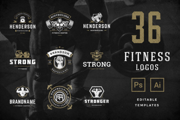 Download Retro Fitness &amp; Gym Logos Set - Retro Collection