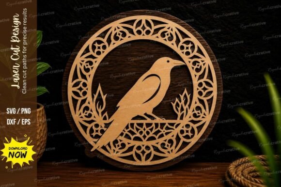 Download Songbird Mandala Ornament Laser Cut SVG - Premium Resources