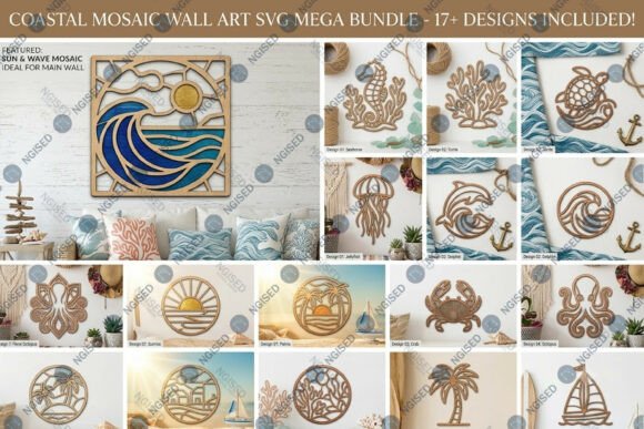 Download Coastal Mosaic Wall Art SVG Mega Bundle - Mosaic Collection