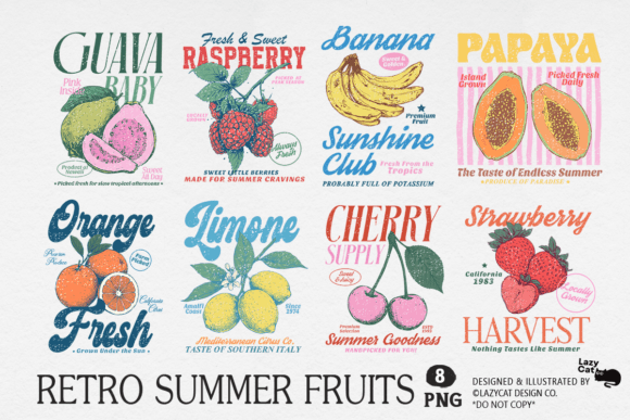Download Retro Summer Fruits PNG Bundle - Retro Collection