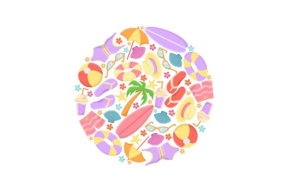 Download Circular Pattern with Beach Holiday Elem - Circular pattern Collection