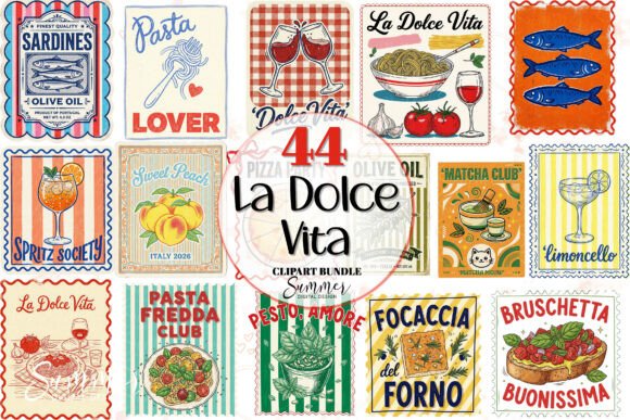 Download La Dolce Vita Italian Food Retro PNG - Retro Collection
