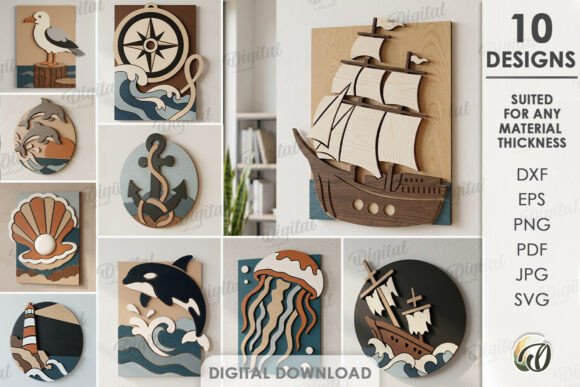 Download Coastal Mosaic Wall Arts Bundle Lasercut - Mosaic Collection
